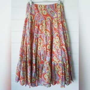 Lauren RL long Maxi skirt colorful paisley sz PM